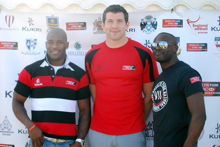 Ugo Monye of Harlequins, Nick Kennedy and Topsy Ojo of London Irish at Rosslyn Park